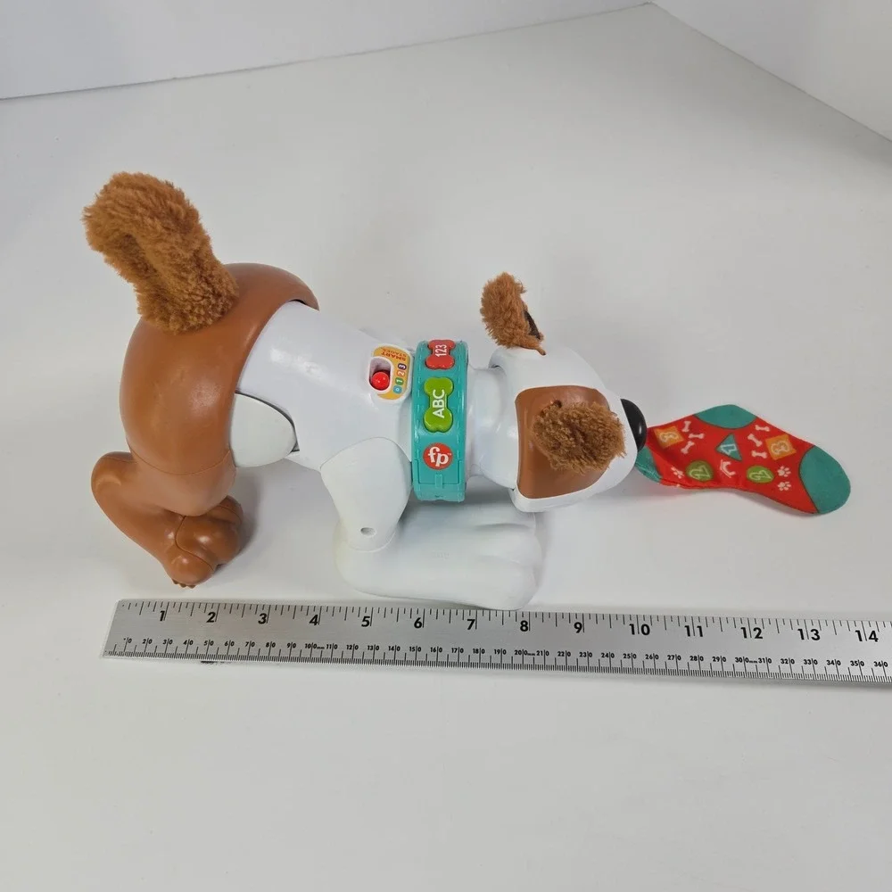 Fisher-Price 123 Crawl With Me Puppy White Brown Smart Stages Toy Dog Learning